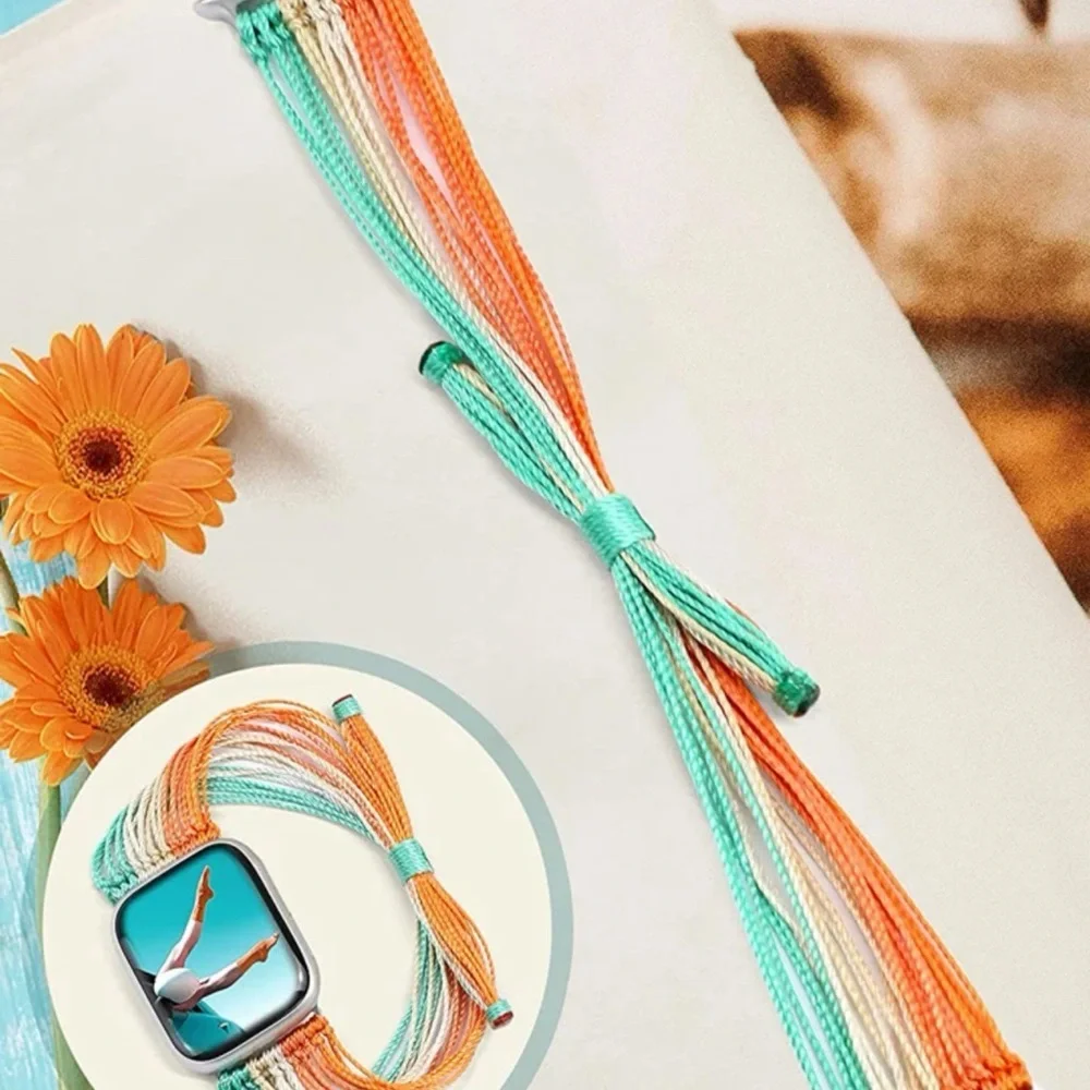 3/$22🩶 Sunset Waves Bohemian String Sliding Apple Watch BAND ONLY 38 40 41 NEW